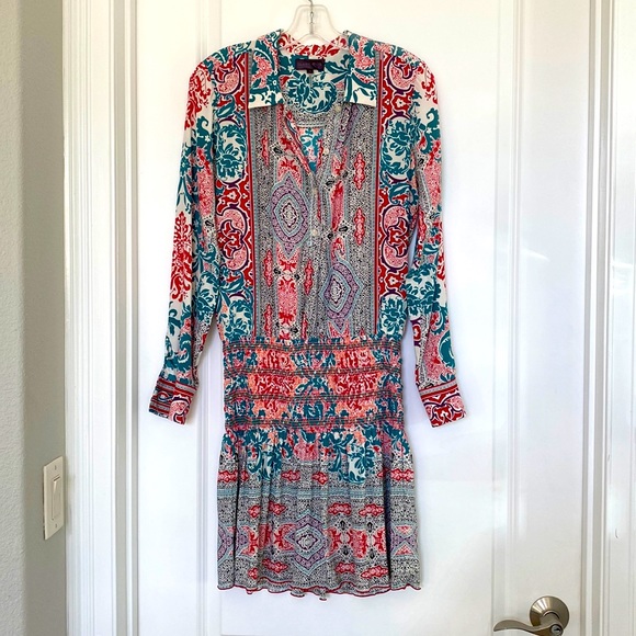 Hale Bob, Silk Blend, Size Small Dress. Smocked dropped waist. - Picture 3 of 4